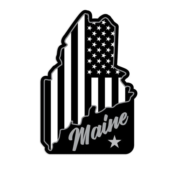 Maine State Black and White Die Cut Vinyl Sticker