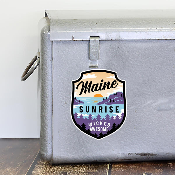 Maine Sunrise Wicked Awesome Die Cut Vinyl Sticker
