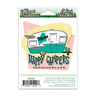 Maine Happy Camper Retro Mini Vinyl Sticker