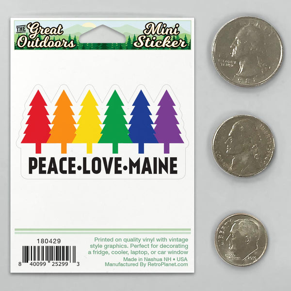Peace Love Maine Mini Vinyl Sticker