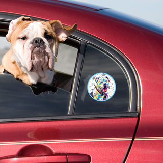 Happy American Bulldog Watercolor Style Round Vinyl Sticker