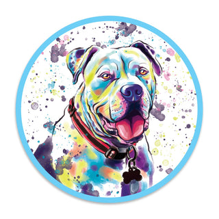 Happy American Bulldog Watercolor Style Round Vinyl Sticker