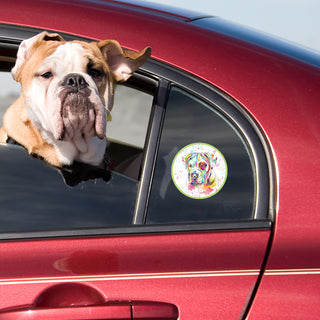 American Bulldog Watercolor Style Round Vinyl Sticker