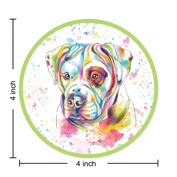 American Bulldog Watercolor Style Round Vinyl Sticker