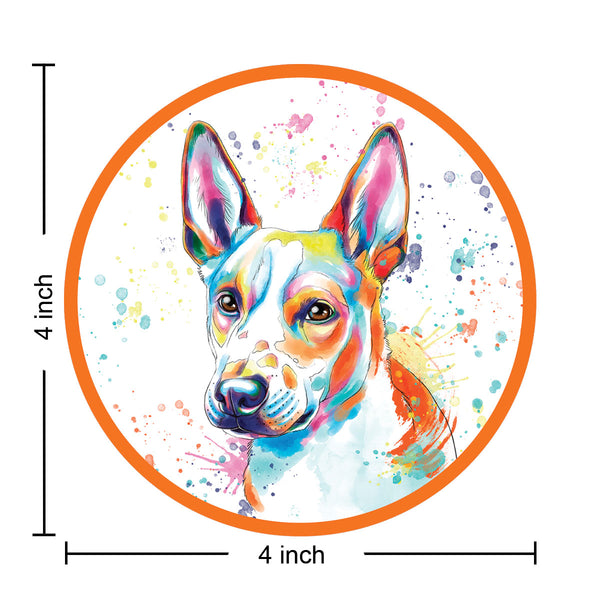 Basenji Dog Watercolor Style Round Vinyl Sticker