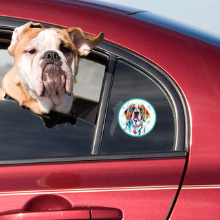 Beagle Dog Watercolor Style Round Vinyl Sticker