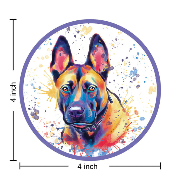 Belgian Malinois Dog Watercolor Style Round Vinyl Sticker