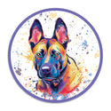 Belgian Malinois Dog Watercolor Style Round Vinyl Sticker