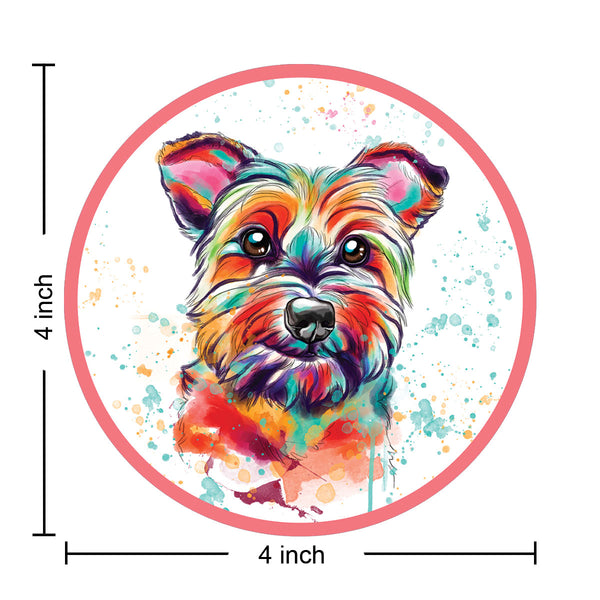 Cairn Terrier Dog Watercolor Style Round Vinyl Sticker