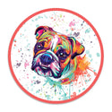 English Bulldog Dog Watercolor Style Round Vinyl Sticker