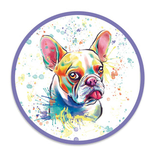 French Bulldog Watercolor Style Round Vinyl Sticker