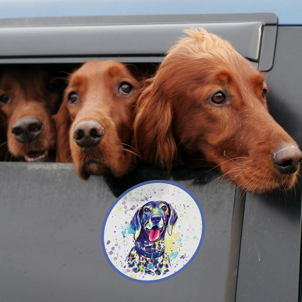 German Shorthaired Pointer Dog Watercolor Style Round Vinyl Sticker