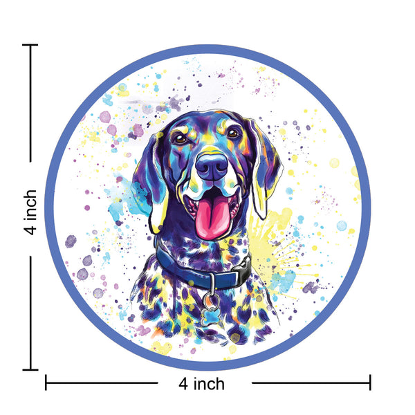 German Shorthaired Pointer Dog Watercolor Style Round Vinyl Sticker