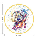 Regal Goldendoodle Dog Watercolor Style Round Vinyl Sticker