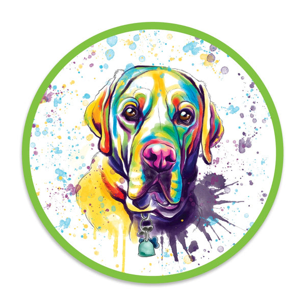 Yellow Labrador Retriever Dog Watercolor Style Round Vinyl Sticker