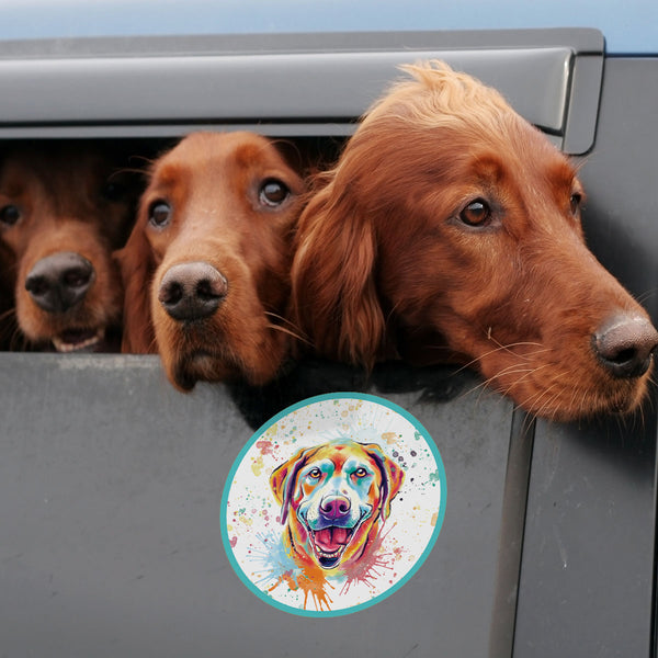 American Chocolate Labrador Retriever Dog Watercolor Style Round Vinyl Sticker