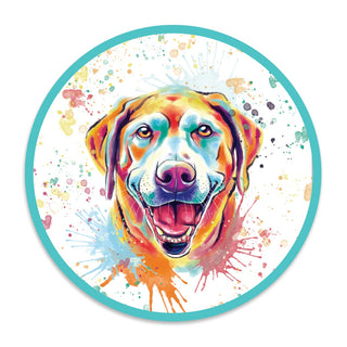 American Chocolate Labrador Retriever Dog Watercolor Style Round Vinyl Sticker