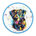 American Black Labrador Retriever Dog Watercolor Style Round Vinyl Sticker