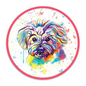 Maltese Dog Watercolor Style Round Vinyl Sticker