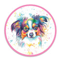 Papillon Dog Watercolor Style Round Vinyl Sticker