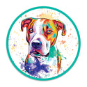 Pit Bull Dog Watercolor Style Round Vinyl Sticker