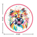 Pomeranian Dog Watercolor Style Round Vinyl Sticker