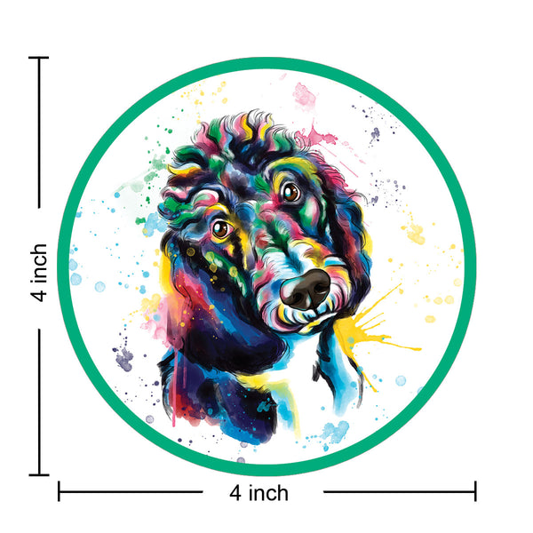 Poodle Dog Watercolor Style Round Vinyl Sticker