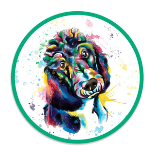 Poodle Dog Watercolor Style Round Vinyl Sticker