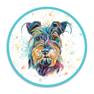 Schnauzer Dog Watercolor Style Round Vinyl Sticker