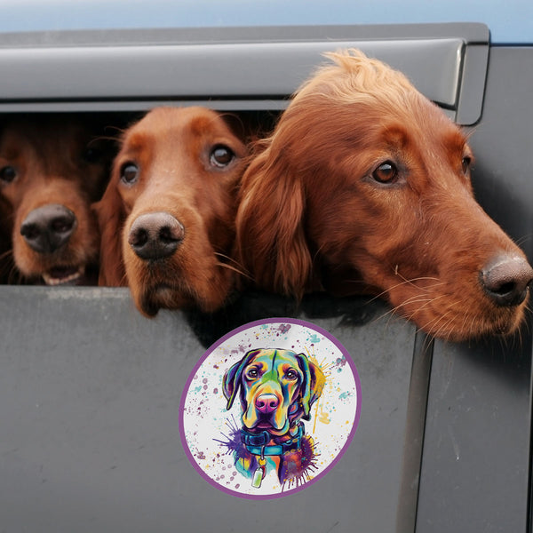Vizsla Dog Watercolor Style Round Vinyl Sticker