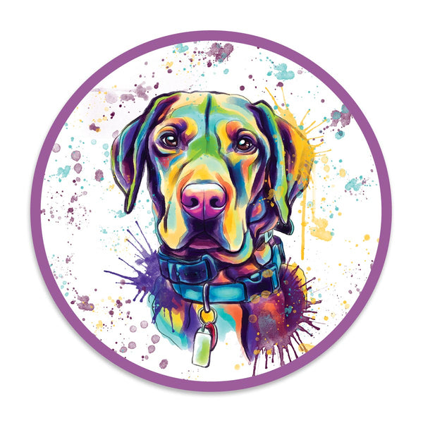 Vizsla Dog Watercolor Style Round Vinyl Sticker