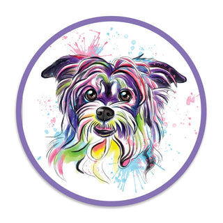 Yorkshire Terrier Dog Watercolor Style Round Vinyl Sticker