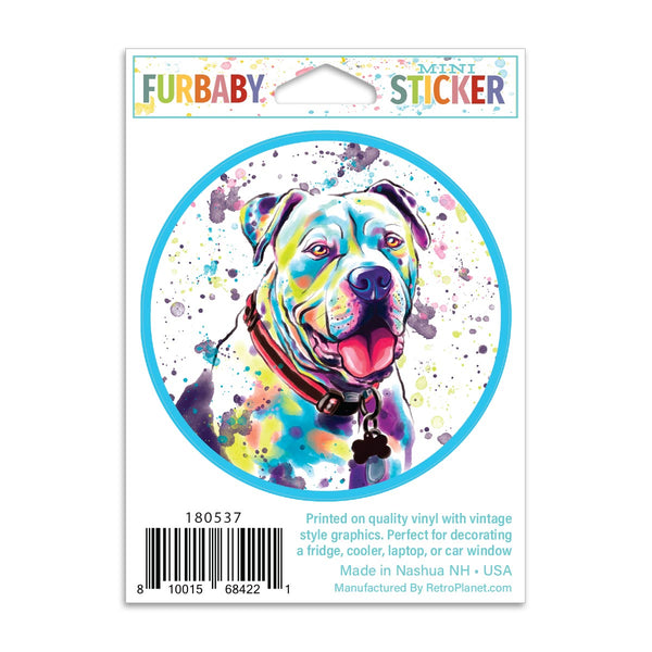 Happy American Bulldog Watercolor Style Mini Vinyl Sticker