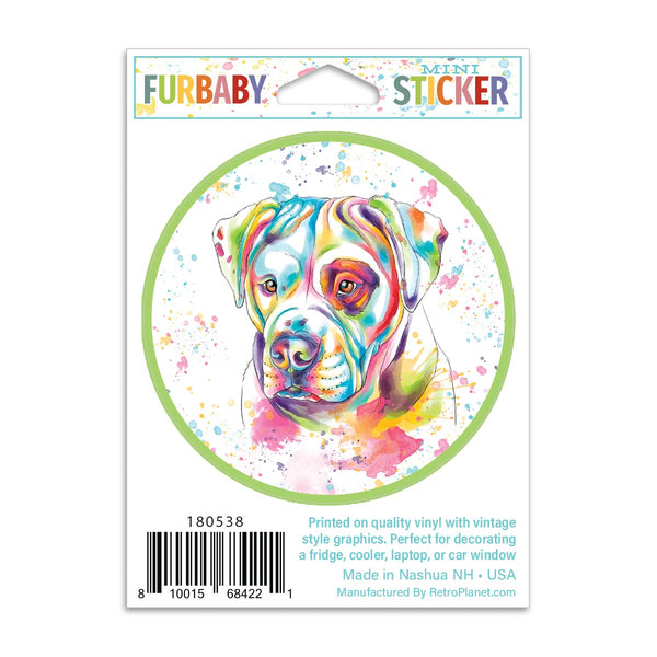 American Bulldog Watercolor Style Mini Vinyl Sticker