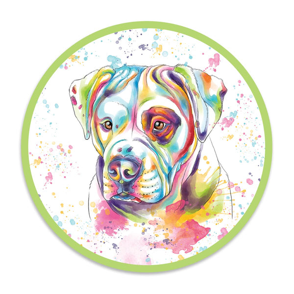 American Bulldog Watercolor Style Mini Vinyl Sticker