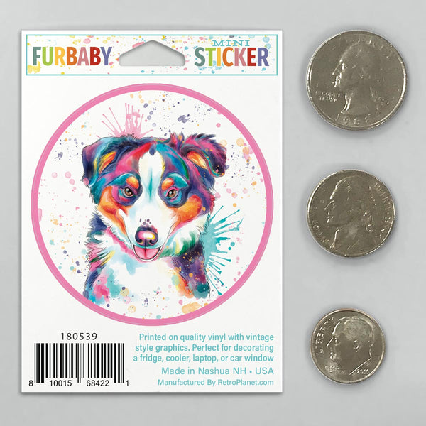 Australian Shepherd Dog Watercolor Style Mini Vinyl Sticker