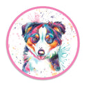 Australian Shepherd Dog Watercolor Style Mini Vinyl Sticker