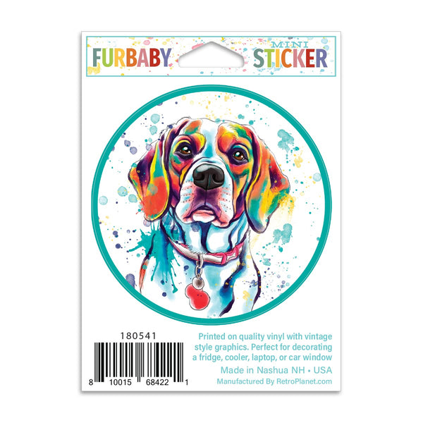 Beagle Dog Watercolor Style Mini Vinyl Sticker