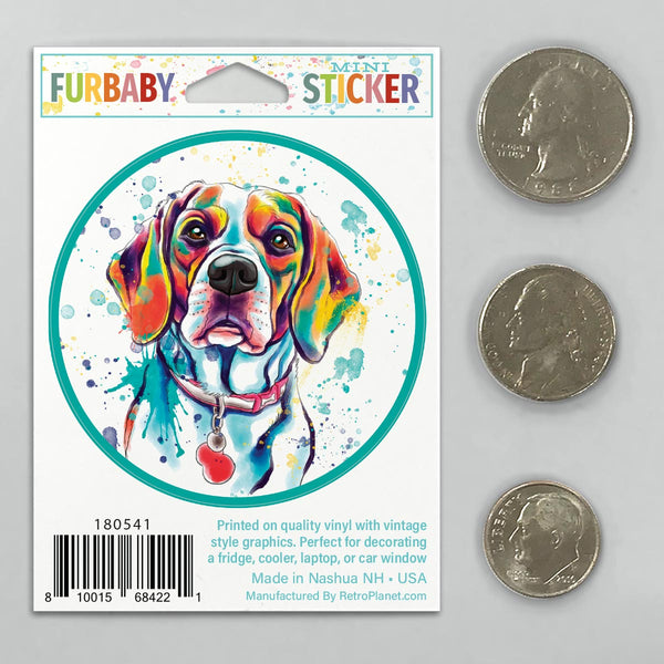 Beagle Dog Watercolor Style Mini Vinyl Sticker