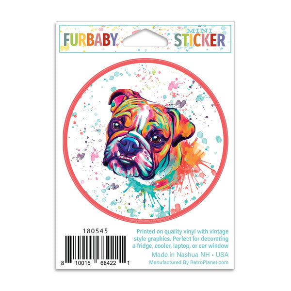English Bulldog Dog Watercolor Style Mini Vinyl Sticker
