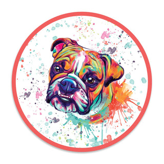 English Bulldog Dog Watercolor Style Mini Vinyl Sticker