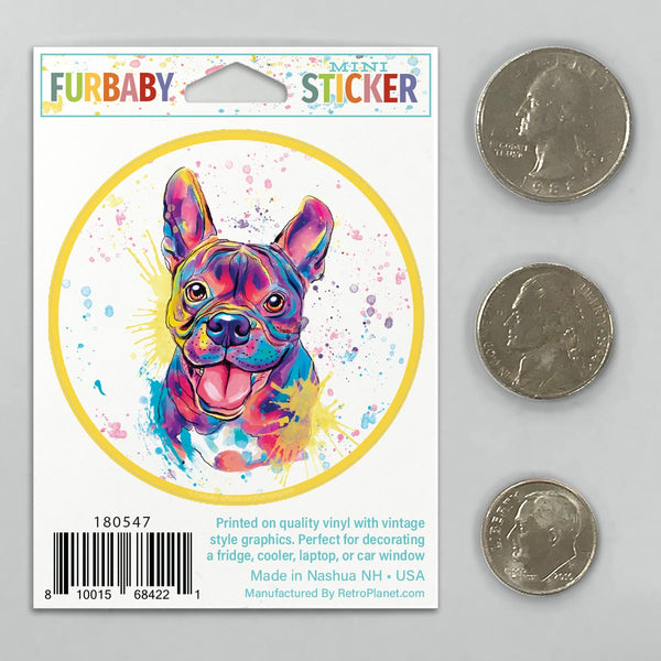 Happy French Bulldog Watercolor Style Mini Vinyl Sticker