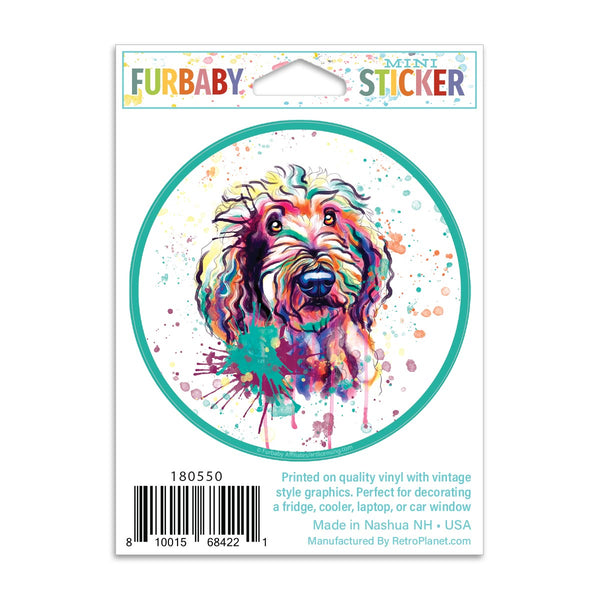 Adorable Goldendoodle Dog Watercolor Style Mini Vinyl Sticker