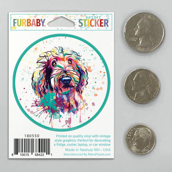 Adorable Goldendoodle Dog Watercolor Style Mini Vinyl Sticker