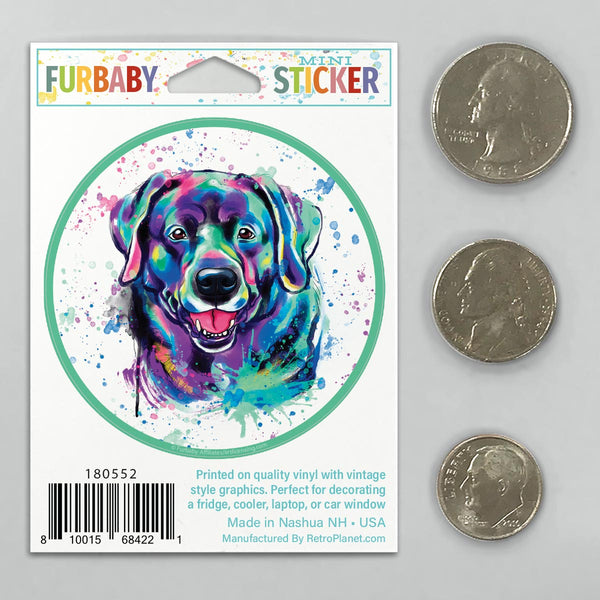 Black Labrador Retriever Dog Watercolor Style Mini Vinyl Sticker