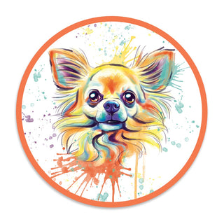 Long Haired Chihuahua Dog Watercolor Style Mini Vinyl Sticker