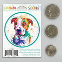Pit Bull Dog Watercolor Style Mini Vinyl Sticker