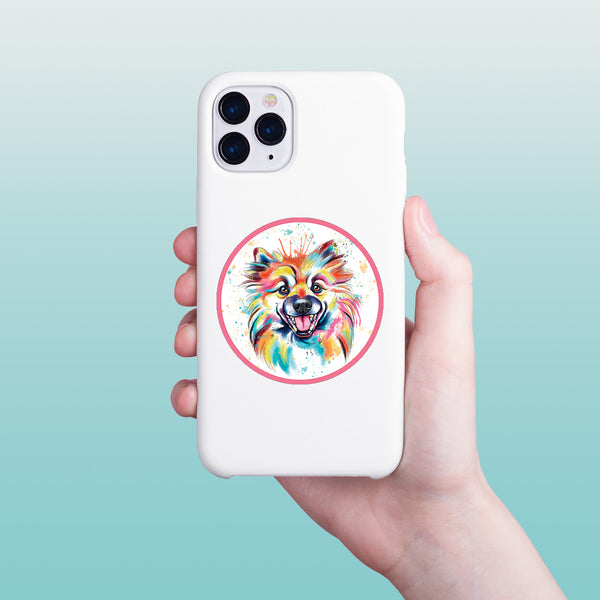 Pomeranian Dog Watercolor Style Mini Vinyl Sticker