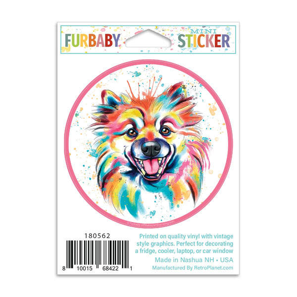 Pomeranian Dog Watercolor Style Mini Vinyl Sticker