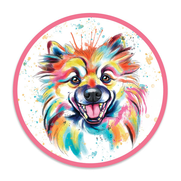 Pomeranian Dog Watercolor Style Mini Vinyl Sticker